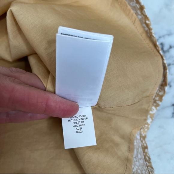 Gap Halter-Neck Mini Dress Linen Cotton Blend Tan Cheetah Print Y2K Size 14 - Picture 9 of 10
